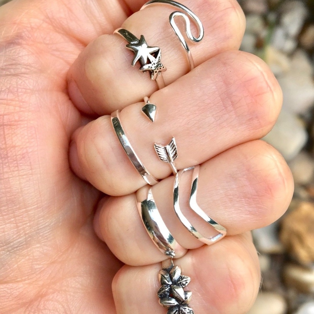 7 Silver TOE or MIDI RINGS!  [2 sets left!]